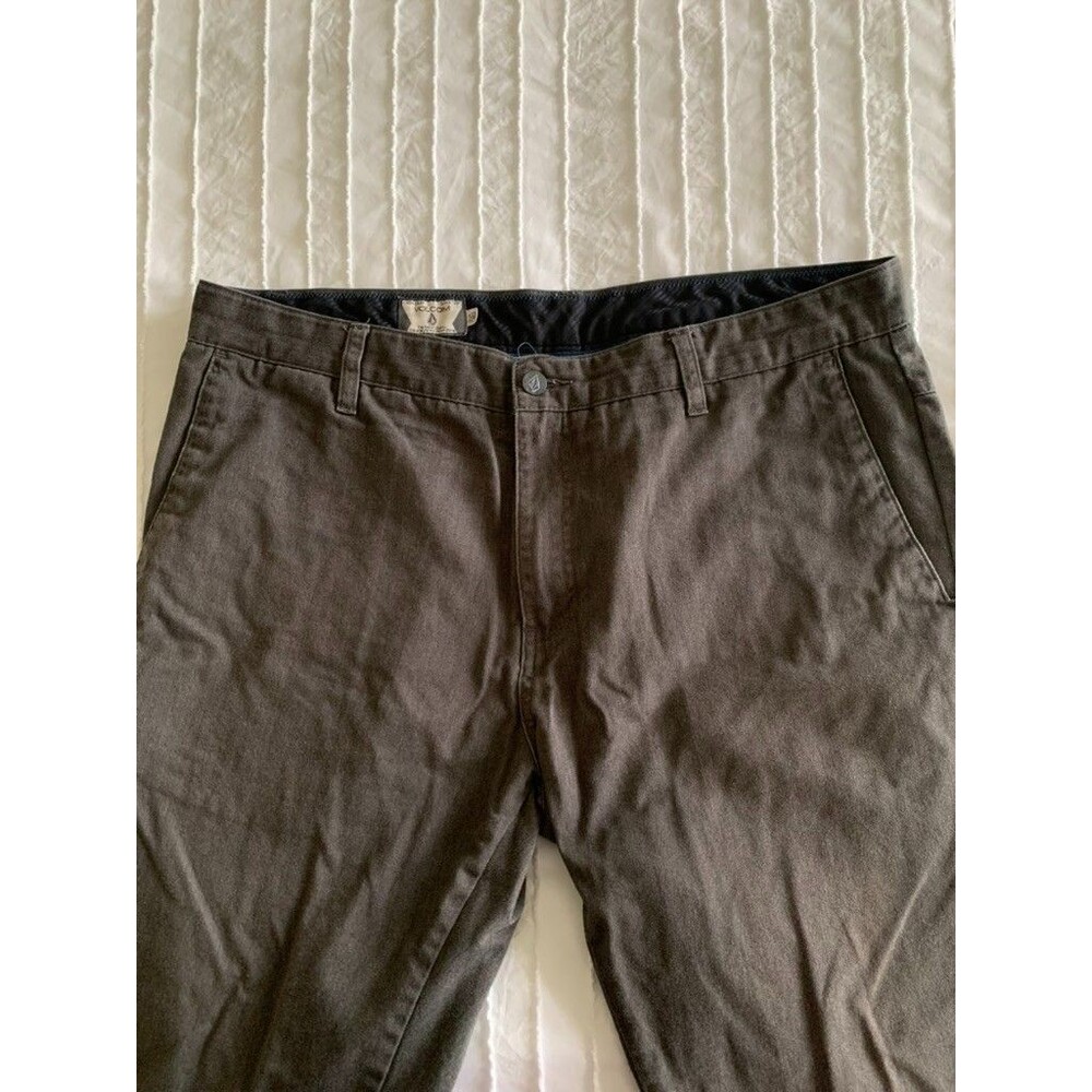 Volcom Mens VMonty Pants 36x32 Gray Flat Front Slash pockets rugged workwear
